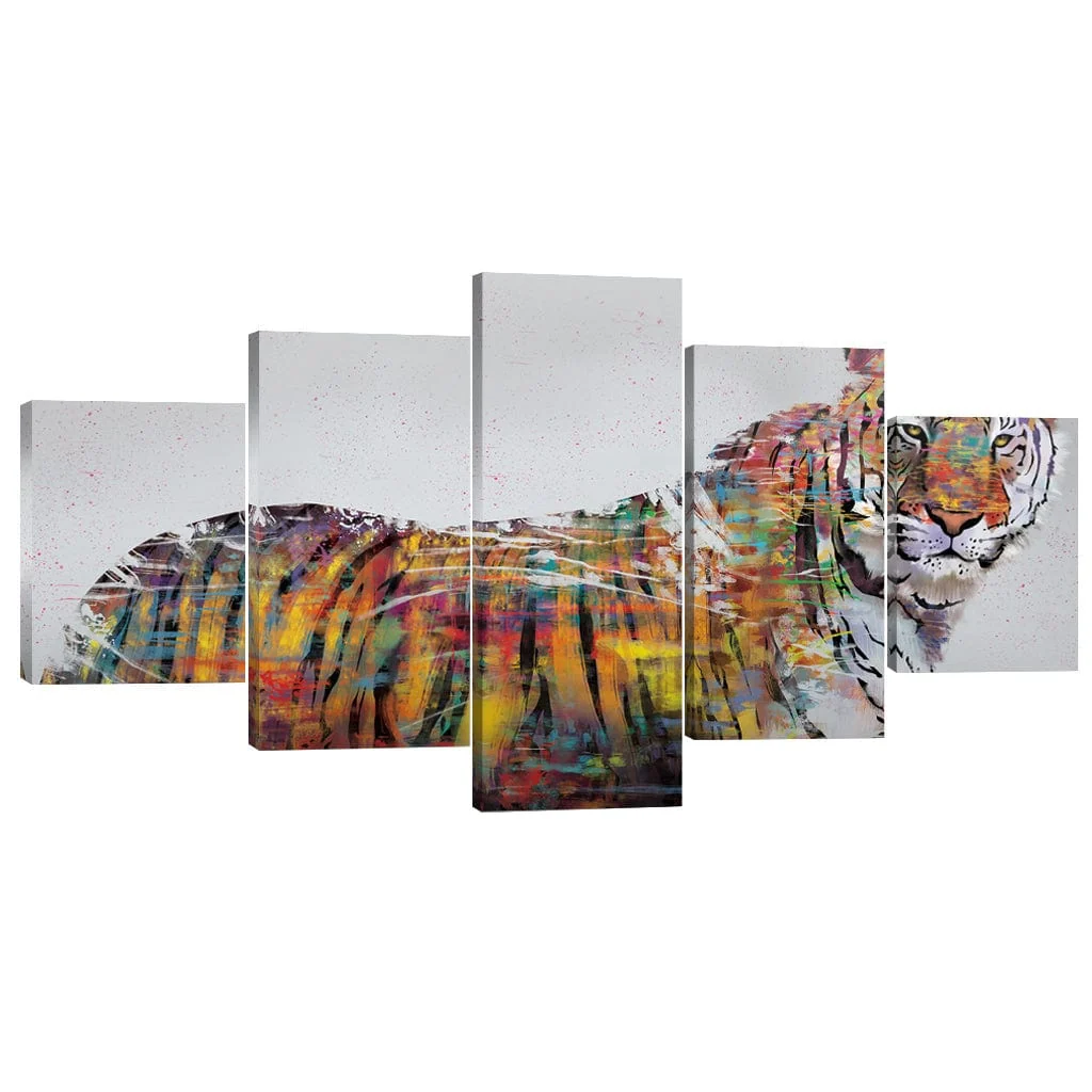 Graffiti Tiger Canvas - 5 Panel - Image 2
