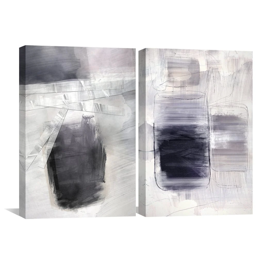 Grey Stroke Abstract Canvas - Image 4