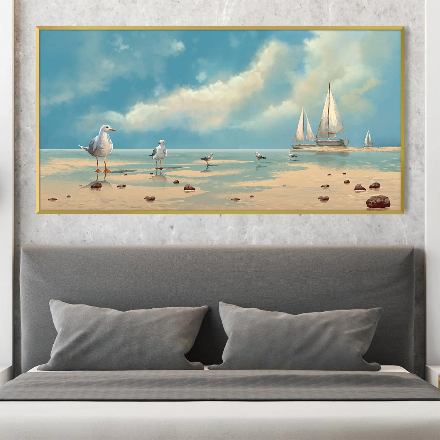 Gulls at the shore Canvas - Image 2
