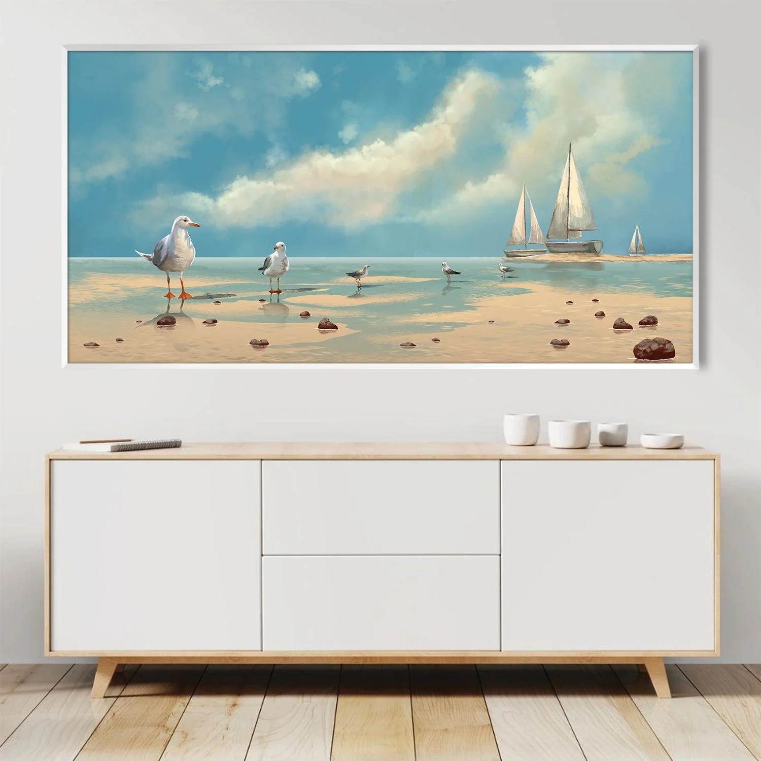 Gulls at the shore Canvas - Image 3