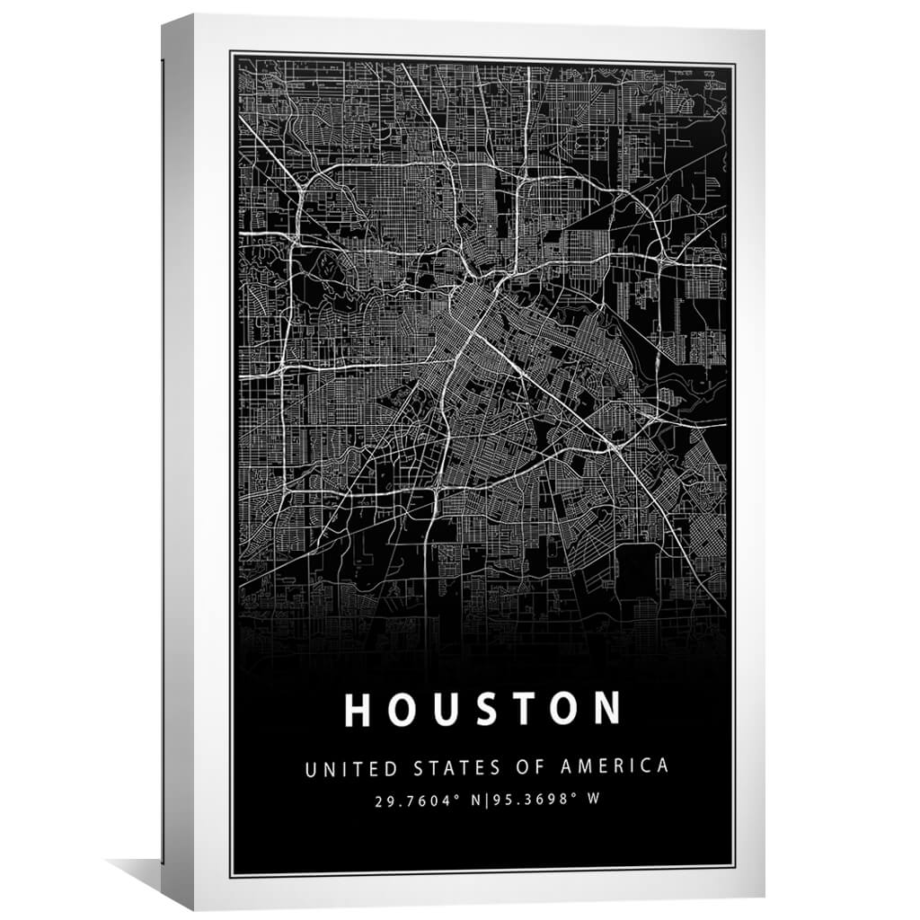 Houston Black Map Canvas - Image 2