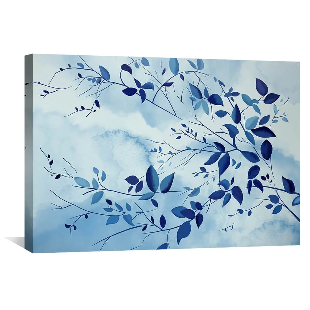 Indigo Leaves Canvas - Image 2