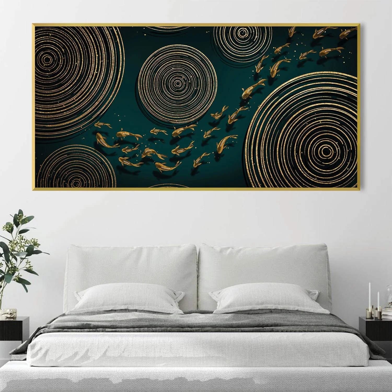 Koi Circles in Emerald Canvas - Image 2