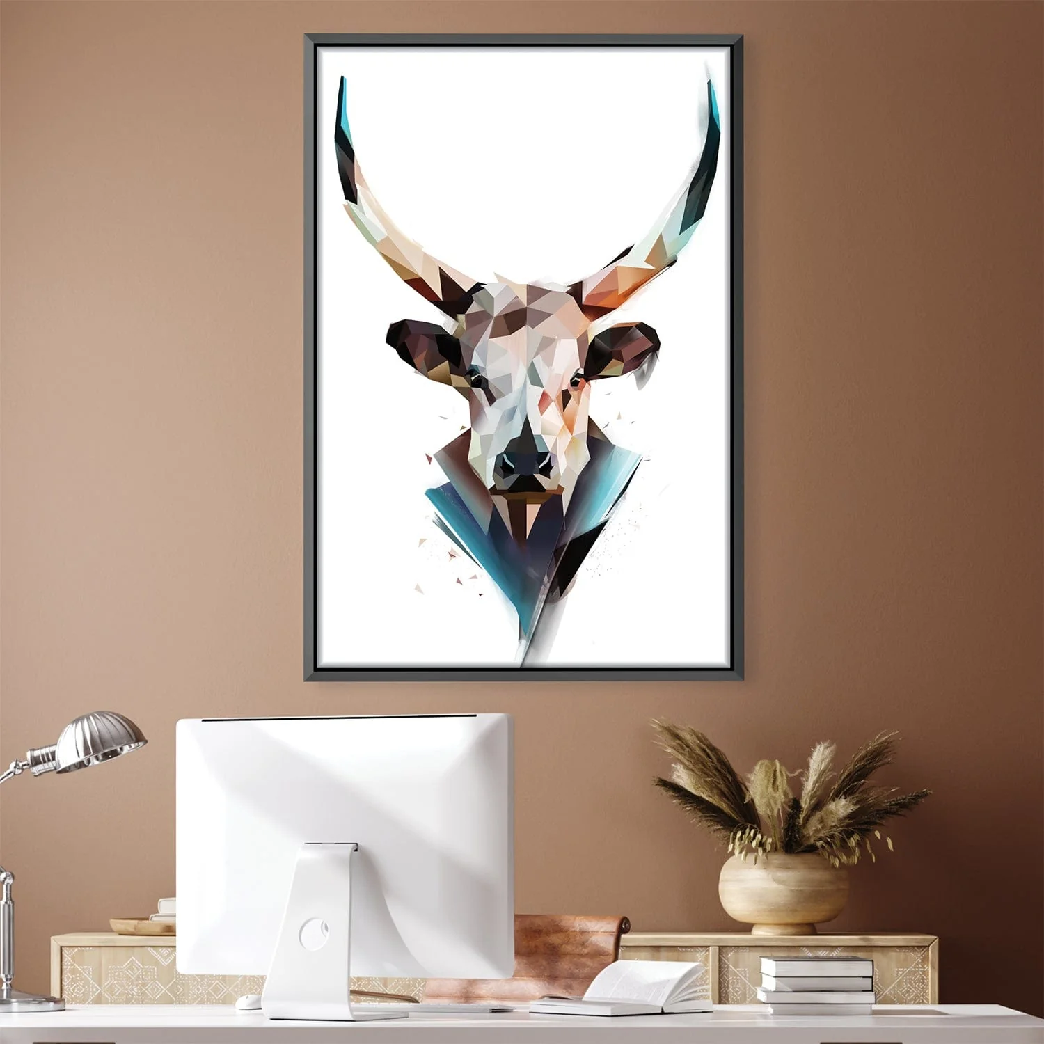 Low Poly Bull Light Canvas