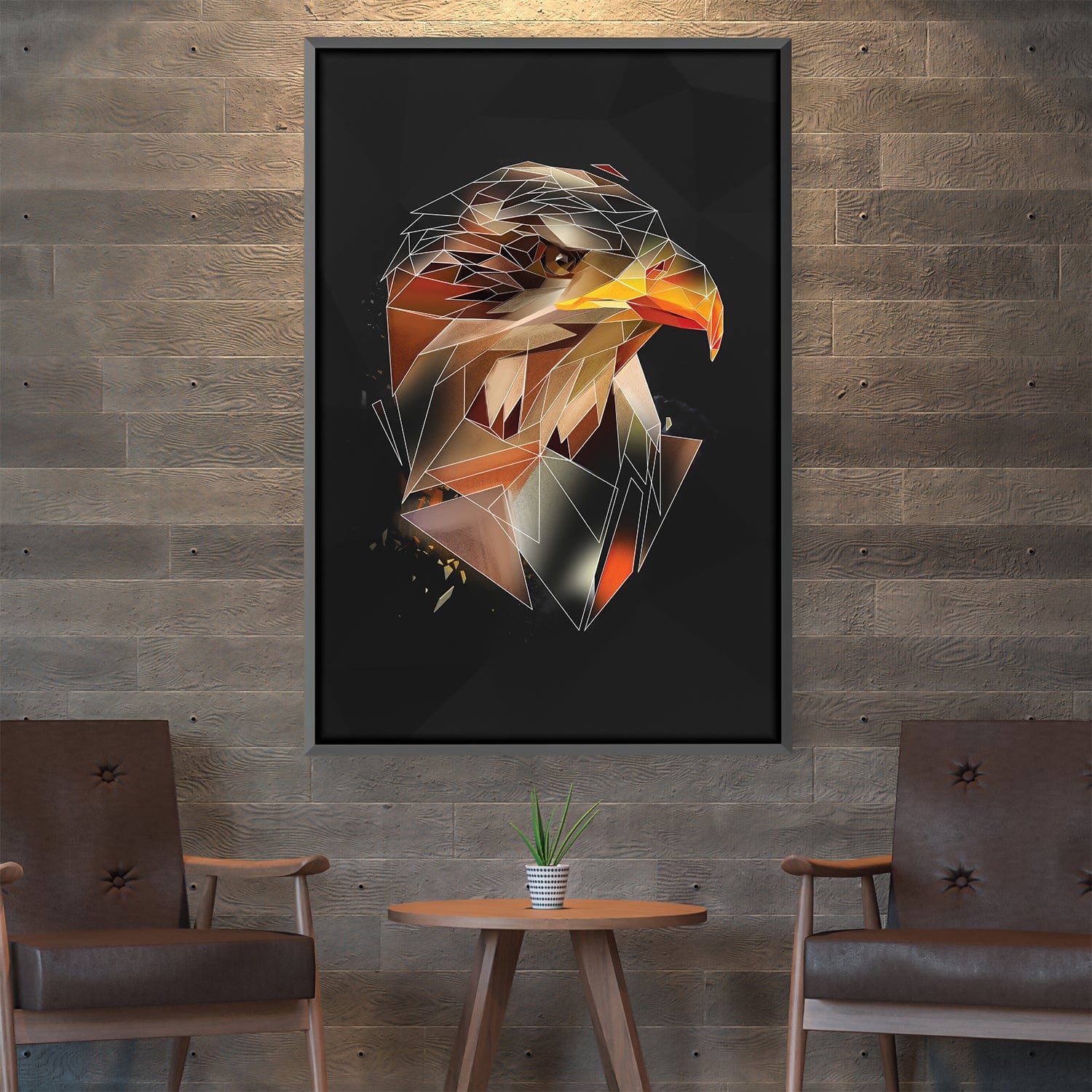 Low Poly Eagle 1 Dark Canvas