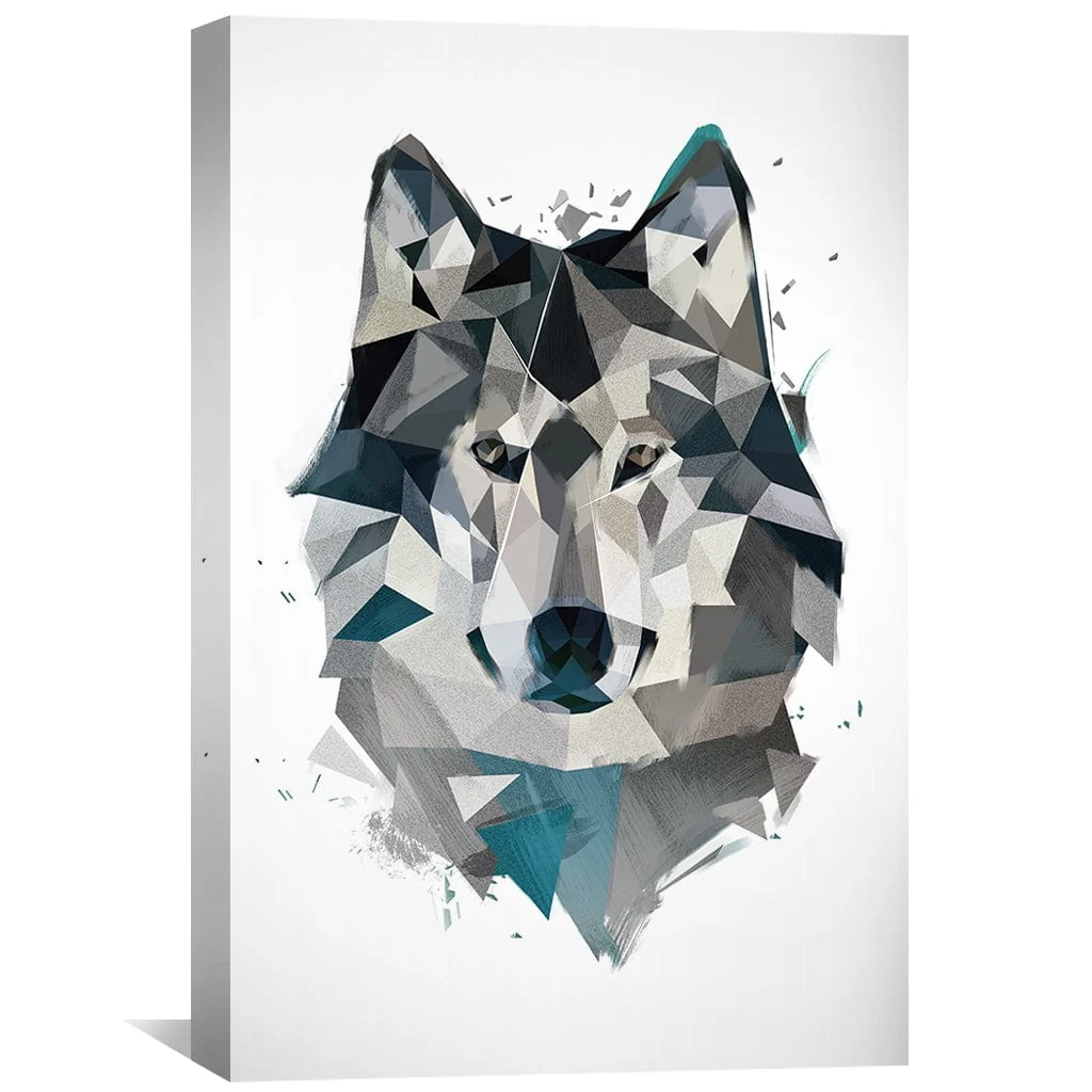 Low Poly Gray Wolf Light Canvas - Image 2