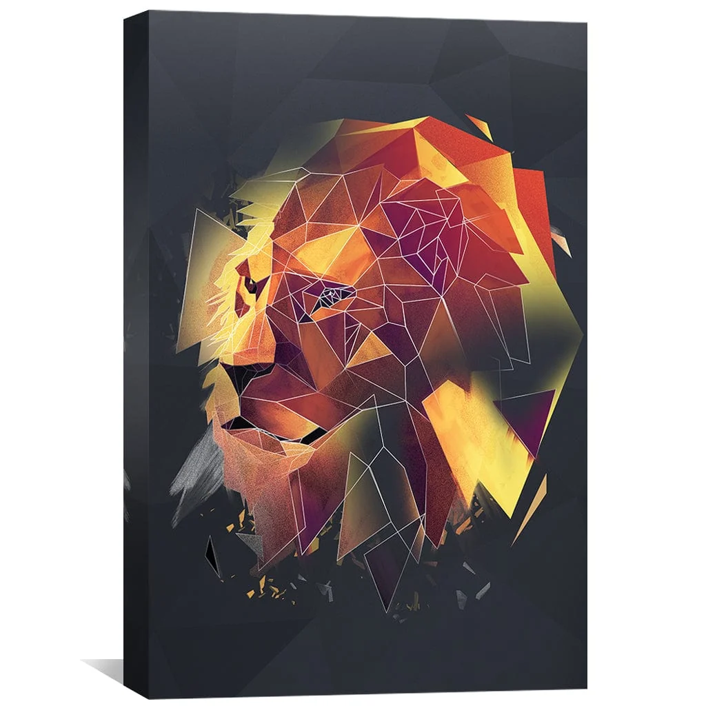 Low Poly Lion 2 Dark Canvas - Image 2