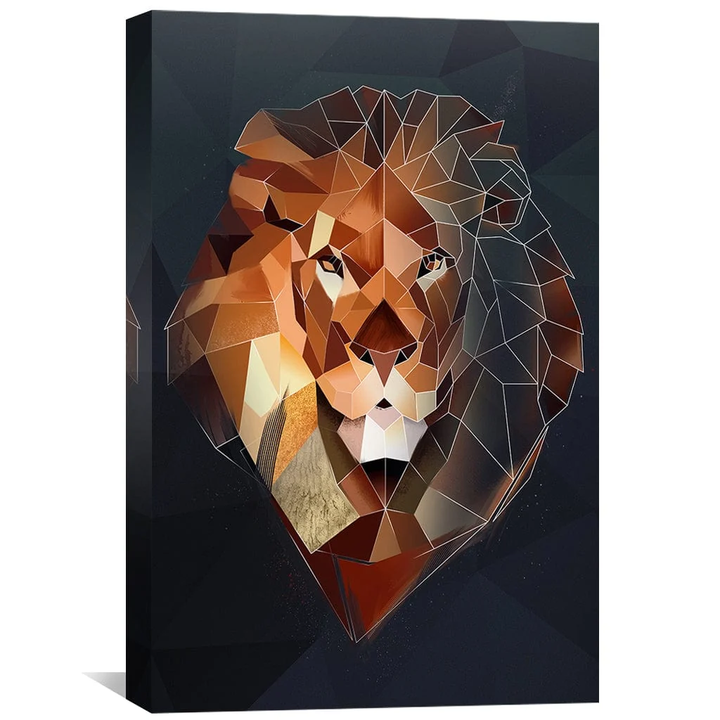 Low Poly Lion Dark Canvas - Image 2