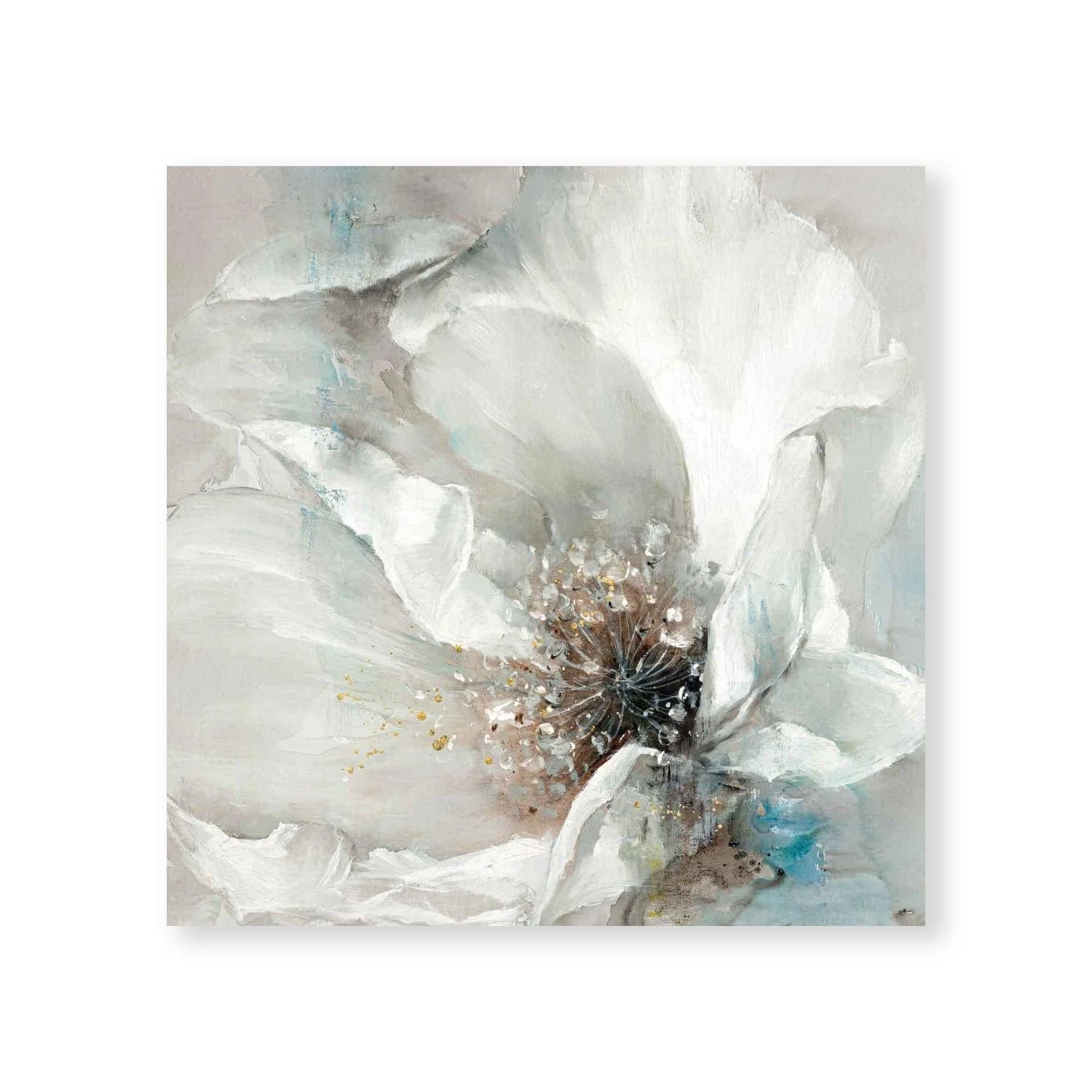 Majestic White Flower Oil Painting - Image 3