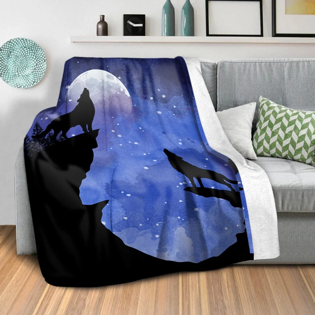 Midnight Moon Wolves Blanket - Image 2
