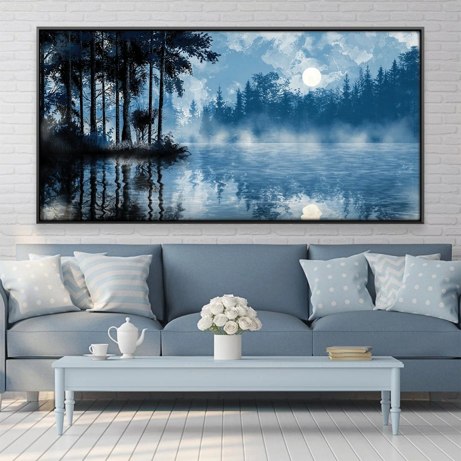 Mist on Moonlit Water Canvas