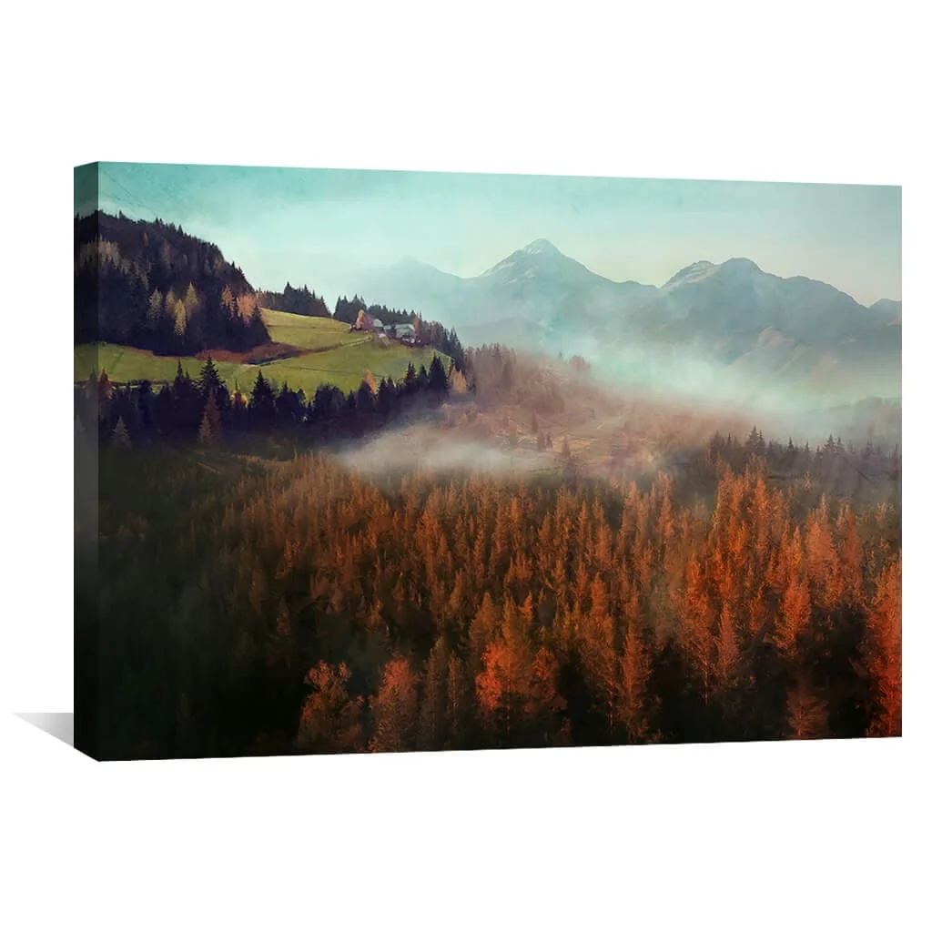 Misty Autumn Landscape Canvas - Image 2