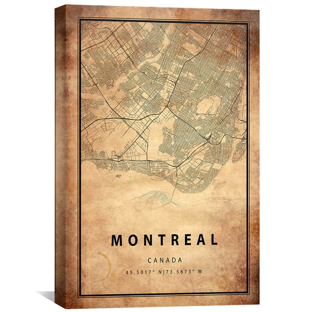 Montreal Vintage Map Canvas - Image 2