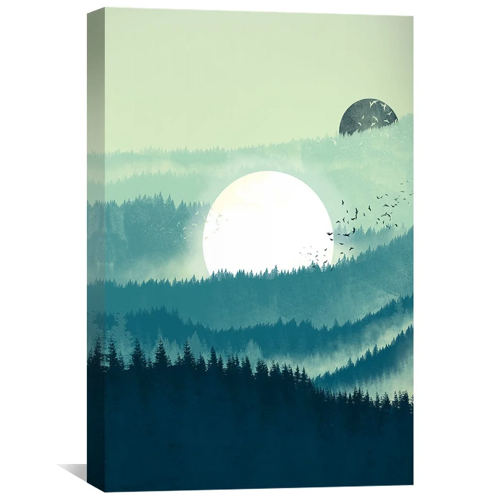 Moon in the Blue Forest Canvas - Image 2