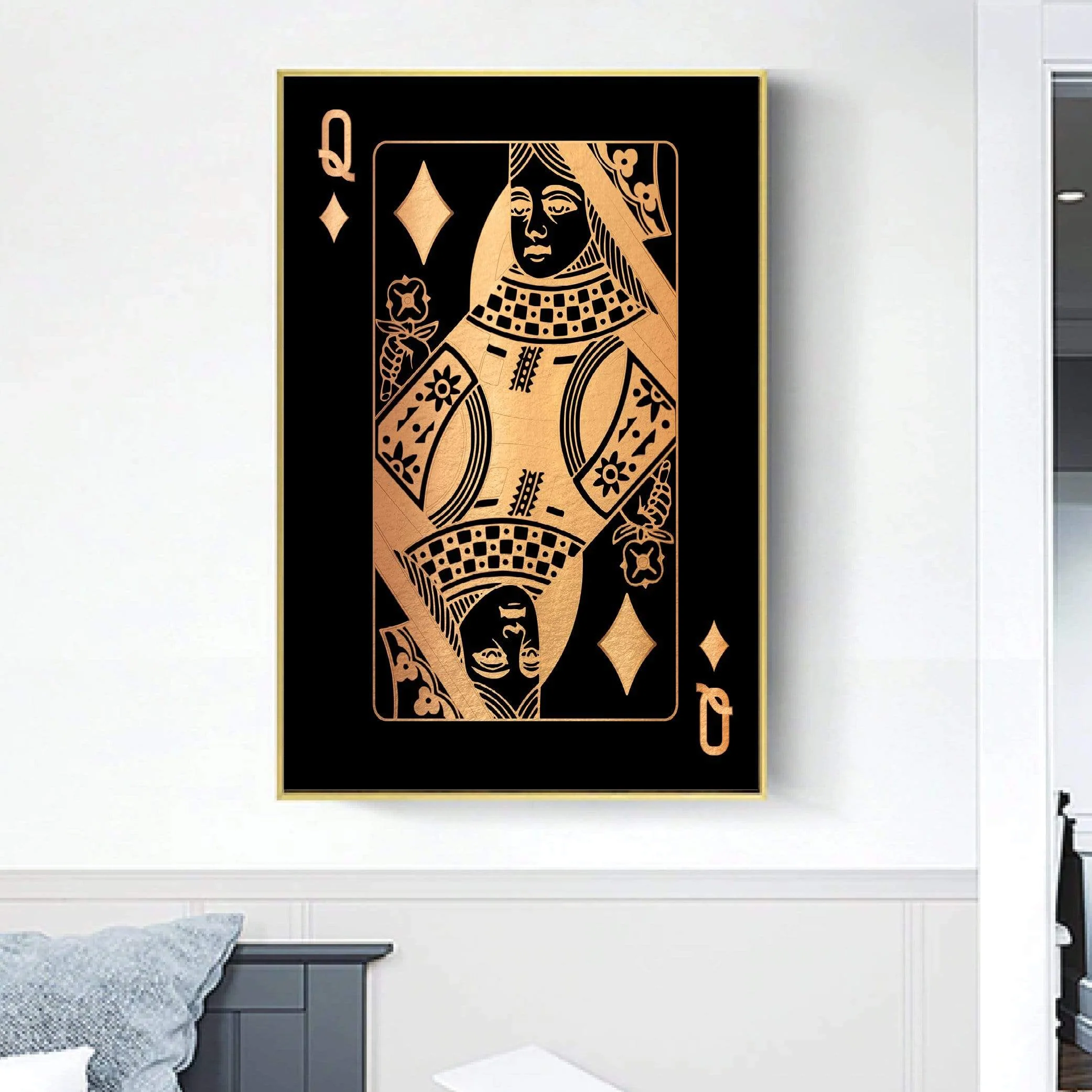 Queen of Diamonds - Gold Canvas - Image 4