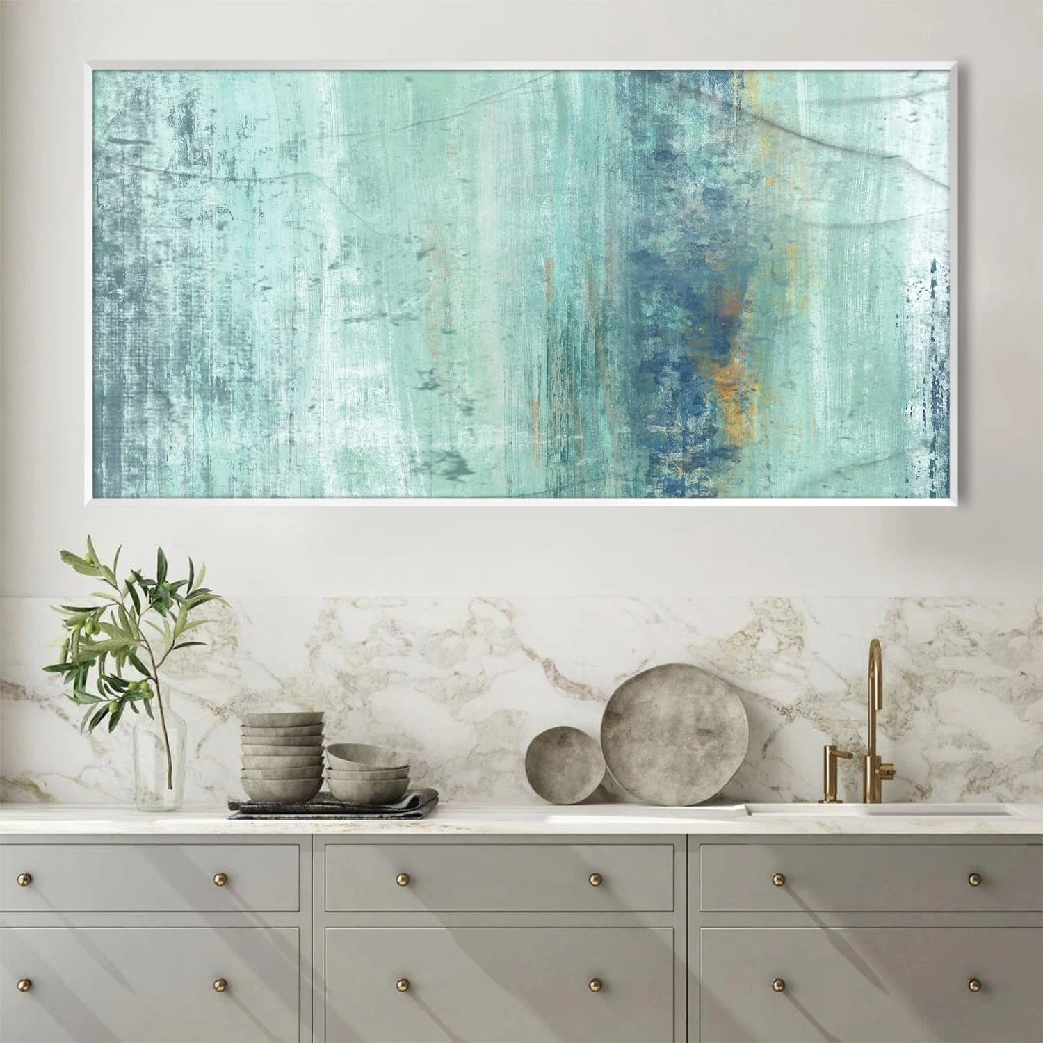 Shades of Turquoise Canvas - Image 3