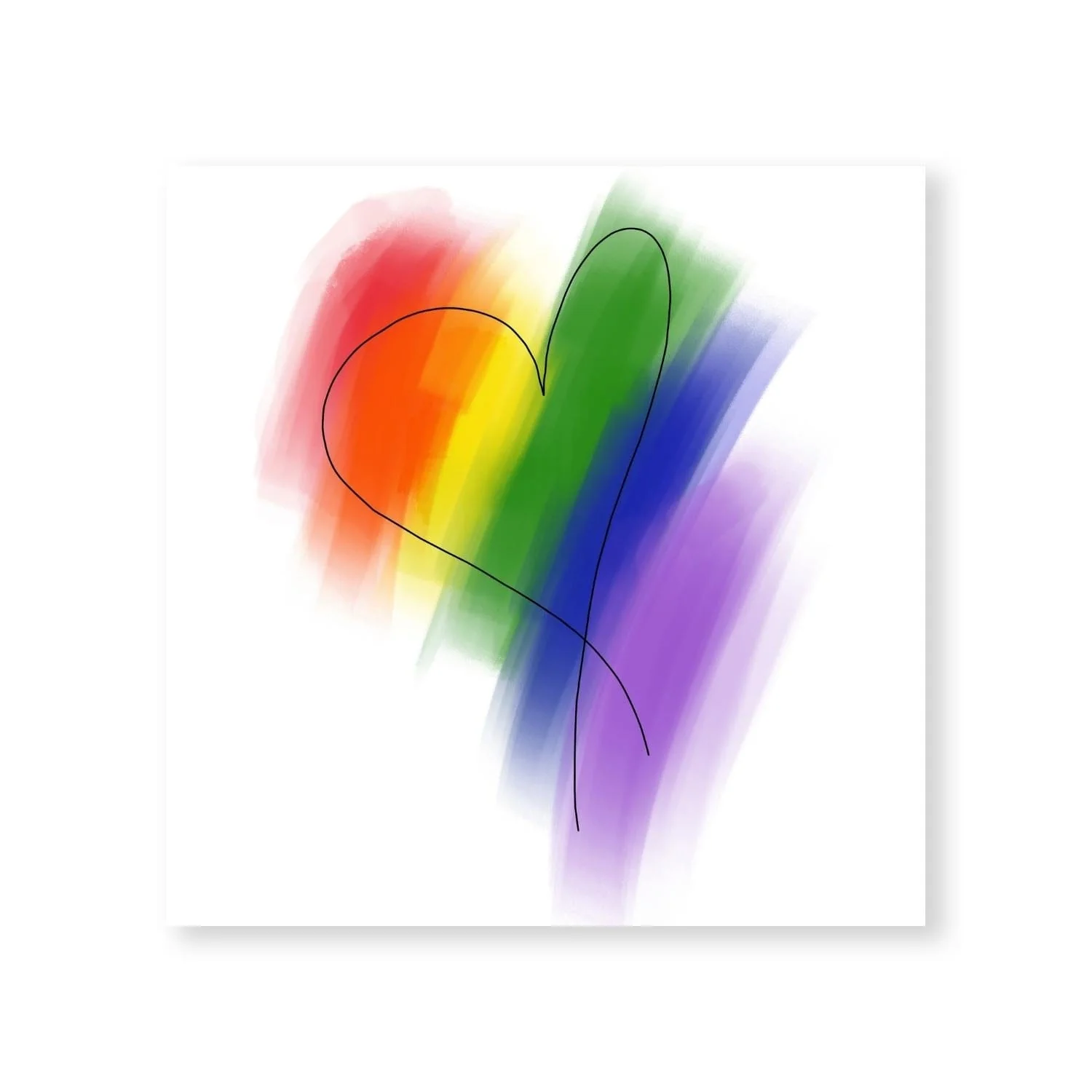 Sketched Rainbow Heart Canvas - Image 3