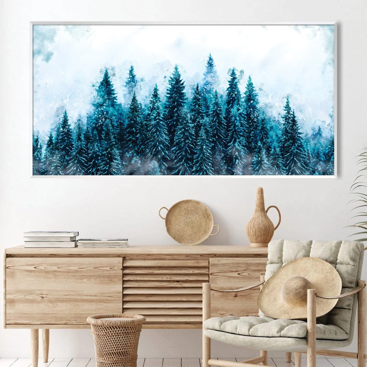 Snowy Misted Forest Canvas - Image 2