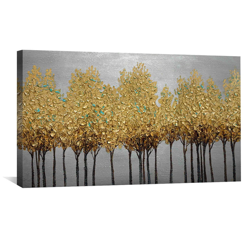 Textured Golden Leaves Oil Painting