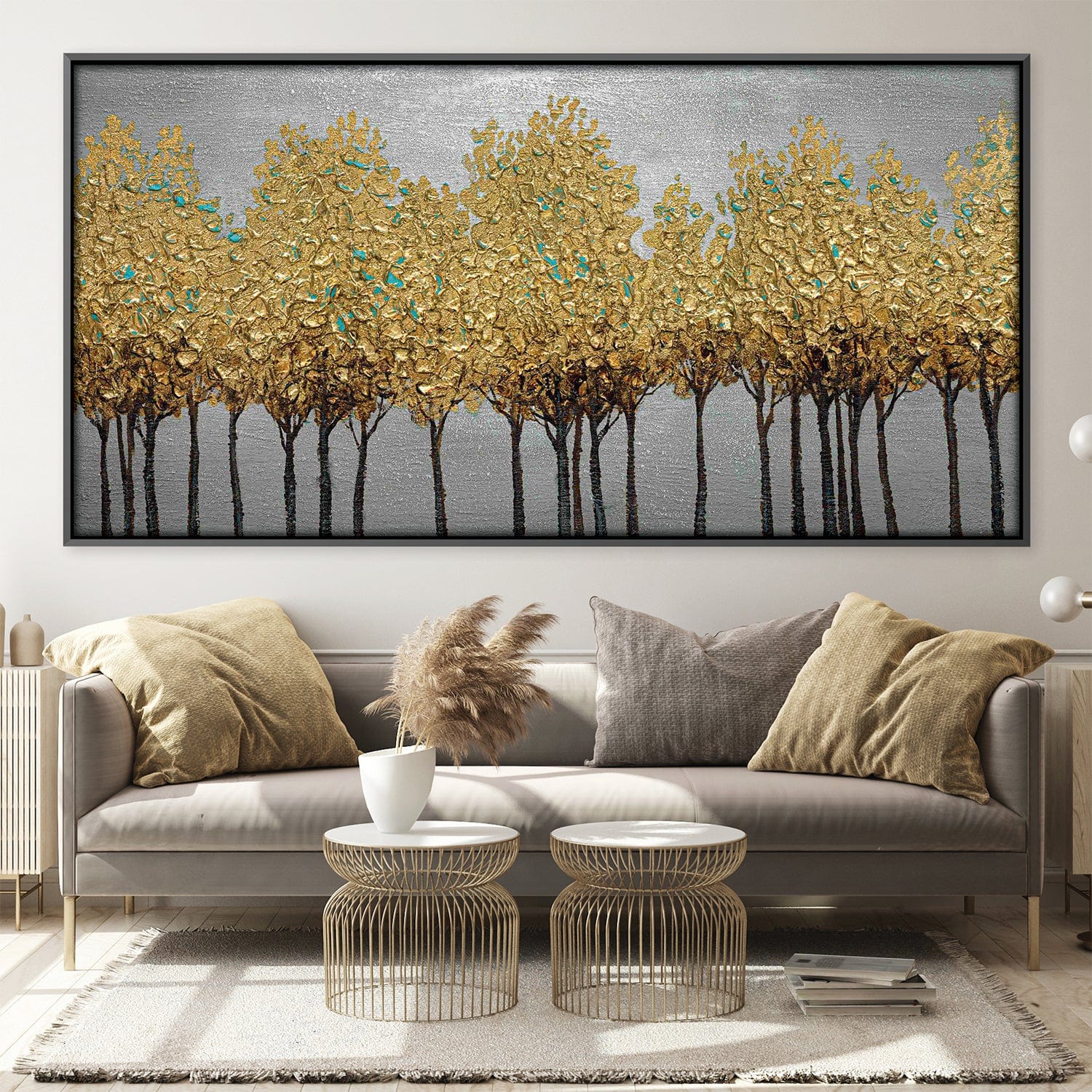 Textured Golden Leaves Oil Painting - Image 2