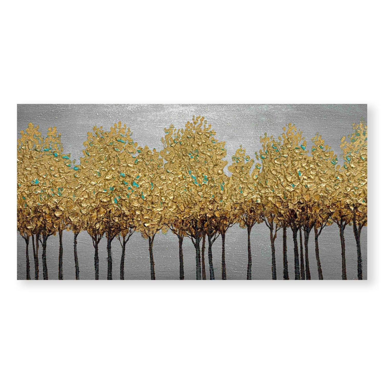 Textured Golden Leaves Oil Painting - Image 3