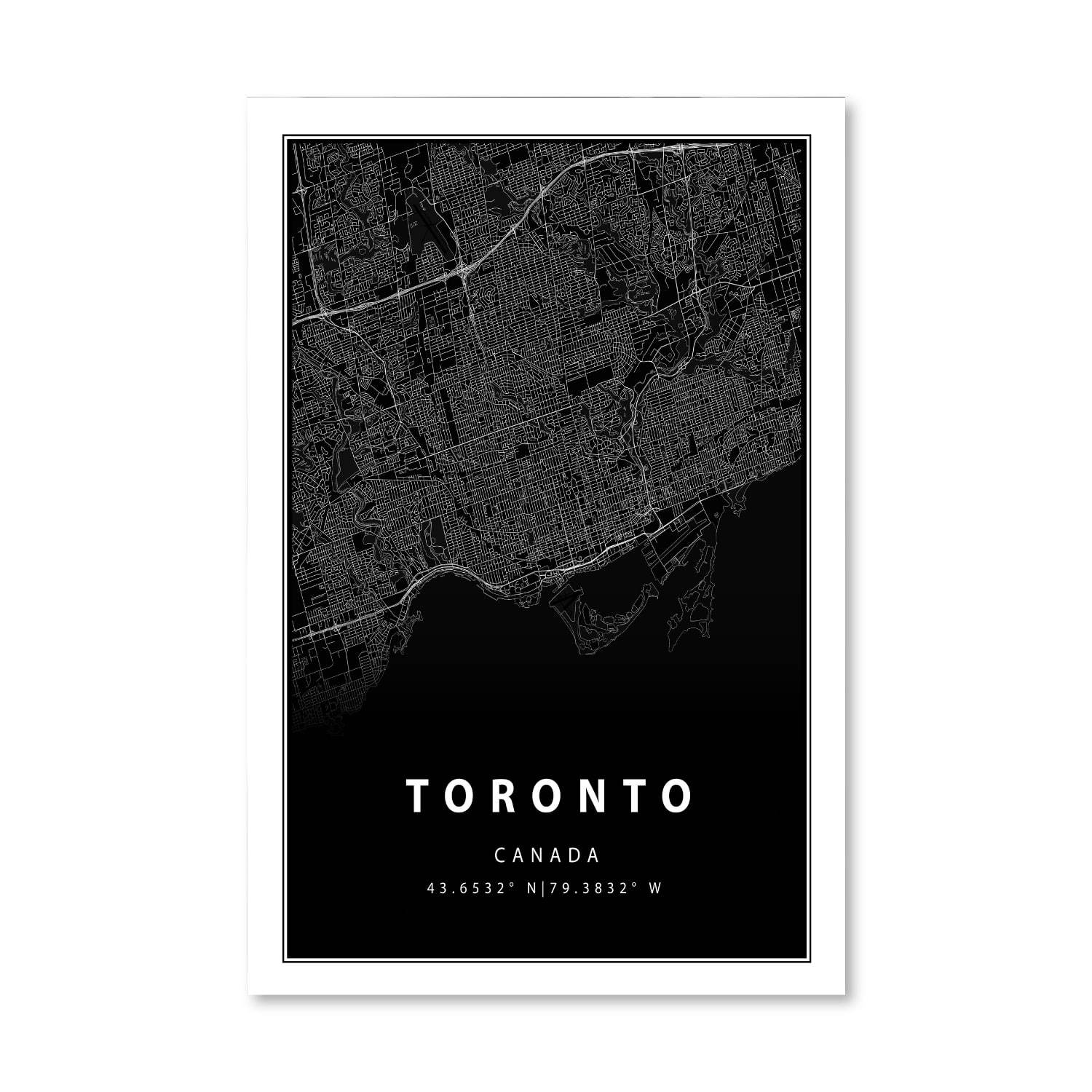 Toronto Black Map Canvas - Image 3