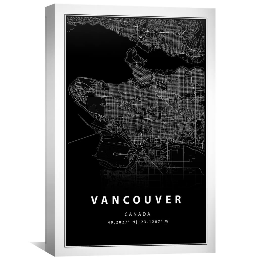 Vancouver Black Map Canvas - Image 2