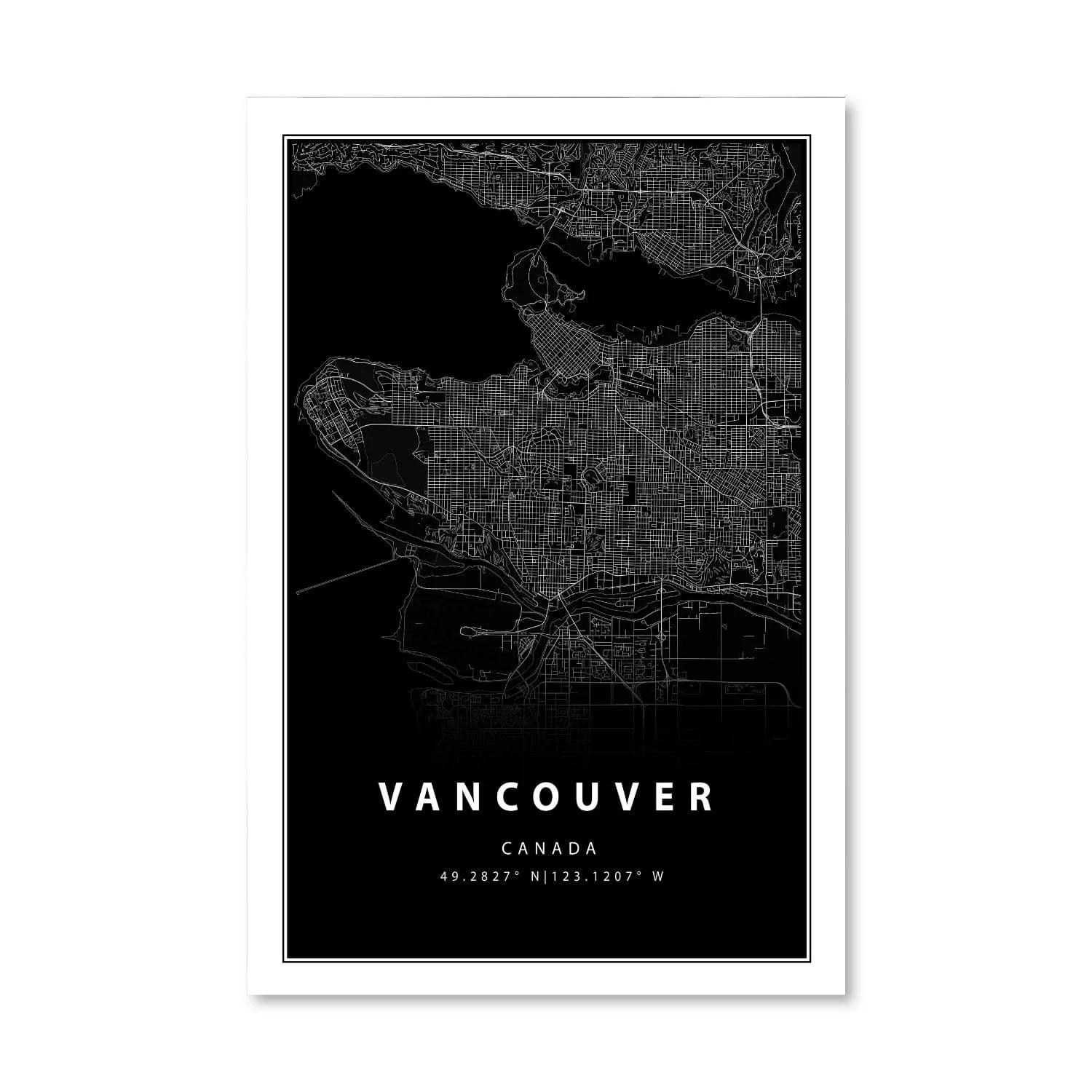 Vancouver Black Map Canvas - Image 3