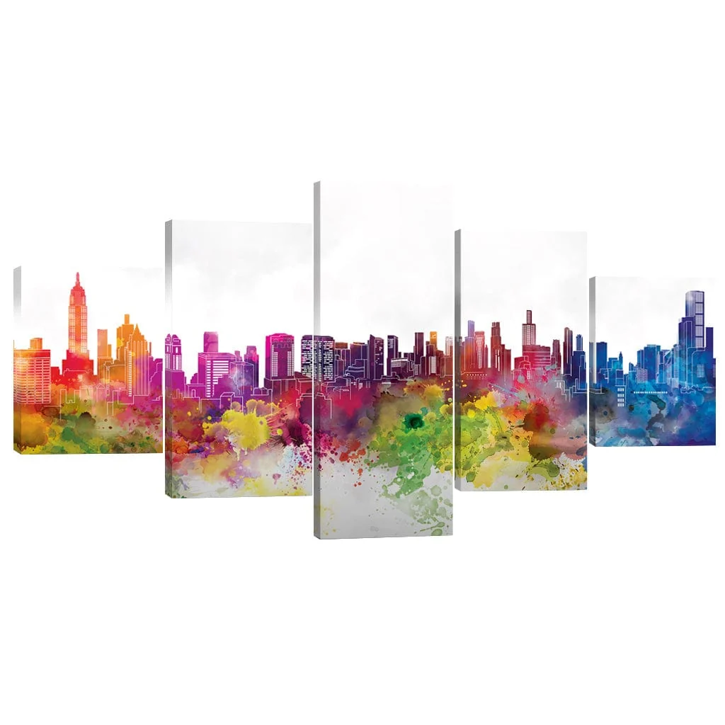 Vibrant City Canvas - 5 Panel - Image 2