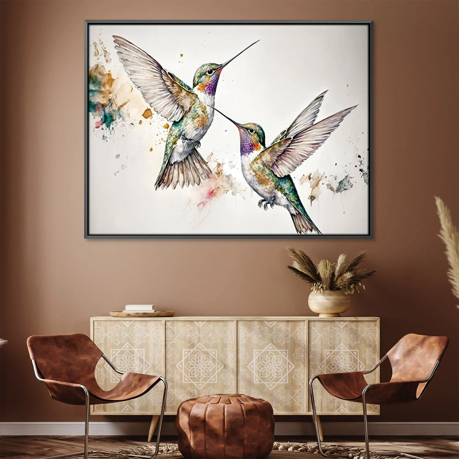 Watercolor Hummingbirds Canvas - Image 4