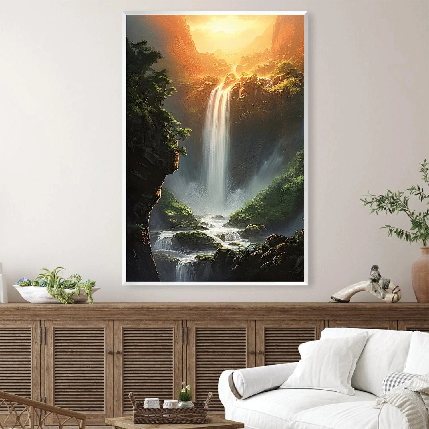 Waterfalls Below the Sun Canvas - Image 2